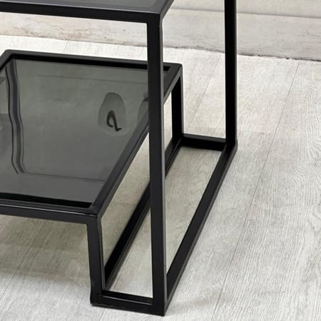 طاولة خدمة حديد اسود زجاج اسود