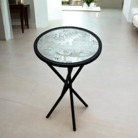 طاولة خدمة مفردة دائري لون اسود مقاس :35*35*45