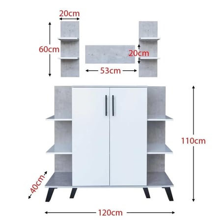 ركن قهوة خشبي للمنزل 3 ادراج وارفف خشب ماليزي لون بني غامق ورصاصي