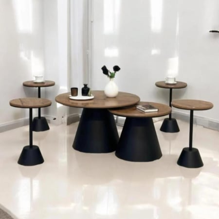 طقم طاولتين عمود مع 4 خدمة