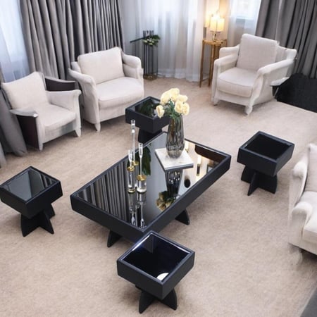 طقم طاولات 1 +4 سطح زجاجي ارضي