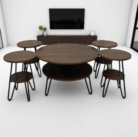 طقم طاولات4×1خشب لون بني دورين