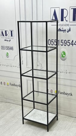 خزانة كتب اسود برفوف زجاجية