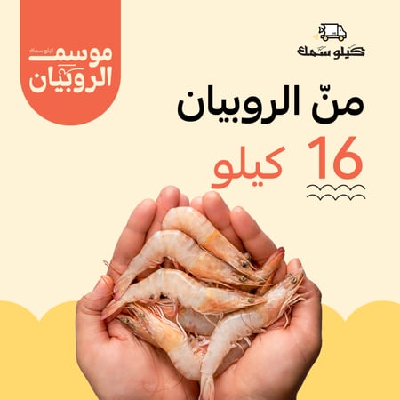 روبيان وسط منّ (16 كيلو )  - 16 Kg Shrimp Medium