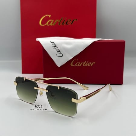نظارة كارتير اخضر اطار ذهبي