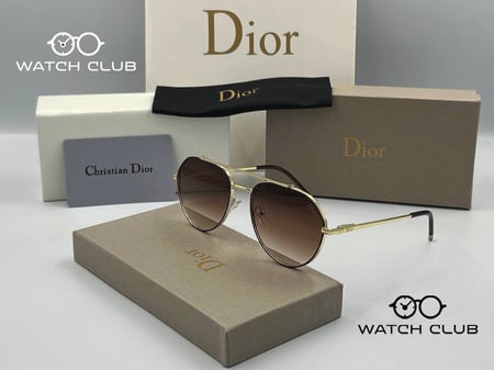 نظارة ديور بني اطار ذهبي