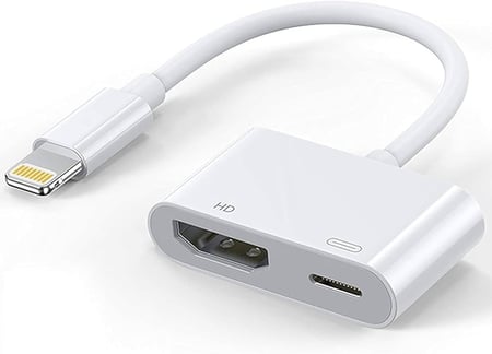 ادابتر ايفون الى HDMI اتش دي مع منفذ للشاحن