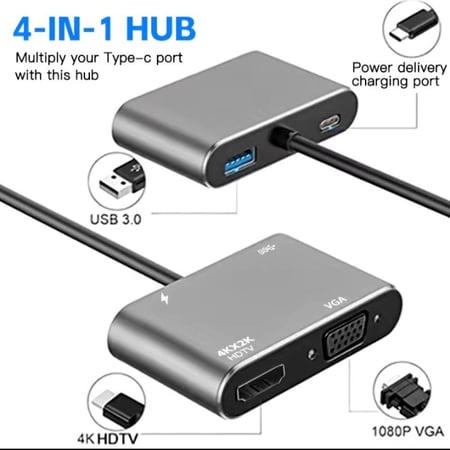 ادابتر تحويل الى HDTV VGA مدخل تايب سي للابتوب والبروجيكتور