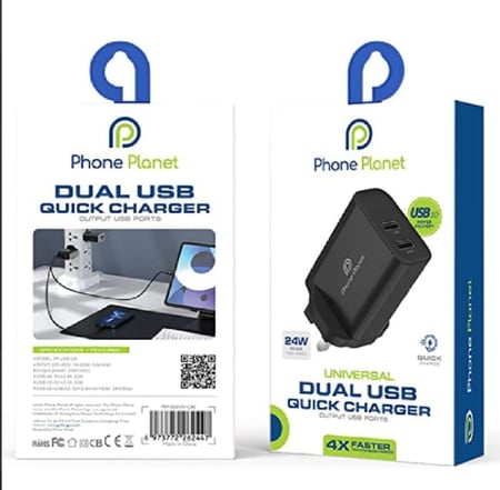 كبس شاحن منفذين يوسبي بقوة 24 واط من فون بلانيت