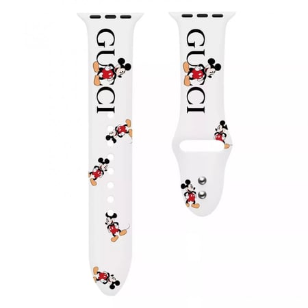 سوار ساعة آبل – سيليكون ميكي موس مريح،  متوافق مع Apple Watch.