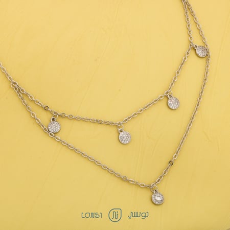 سلسال زركون فضي تصميم ناعم