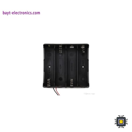 حامل بطاريات 4 × 18650 بدون غطاء – صندوق خلايا ليثيوم رباعي