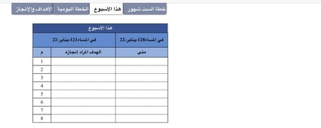 نموذج متابعة الأهداف والانجاز