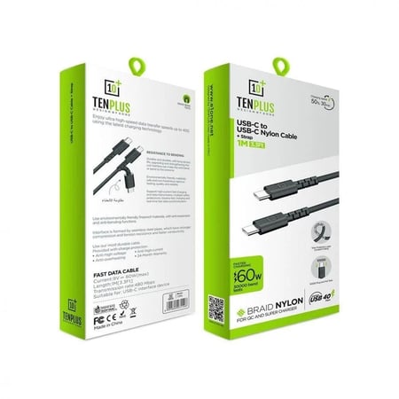 بكج 7 قطع 5 كيابل من TENPLUS مع فيش جداري وراس سيارة 30W منفذ PD و منفذ USB