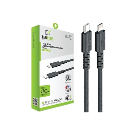 بكج 7 قطع 5 كيابل من TENPLUS مع فيش جداري وراس سيارة 30W منفذ PD و منفذ USB