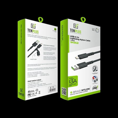 بكج 7 قطع 5 كيابل من TENPLUS مع فيش جداري وراس سيارة 30W منفذ PD و منفذ USB