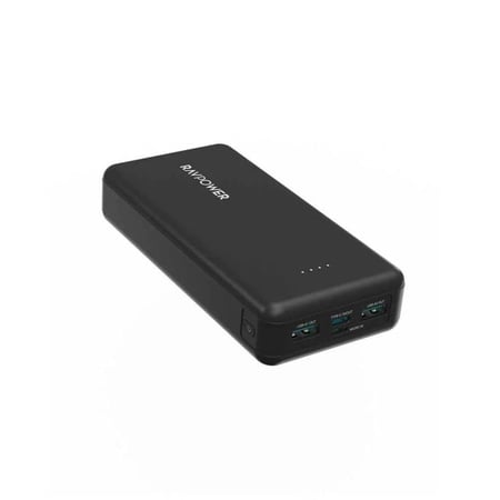 باور بانك راف باور بسعة 20,000 ملي امبير بقوة 15 واط بمنفذين USB ومنفذ تايب سي ومنفذ مايكرو - اسود
