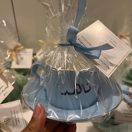 كوب قهوة سيراميك بشعار تاج ملكي و بالطراز الكلاسيكي (كوب كابشينو)