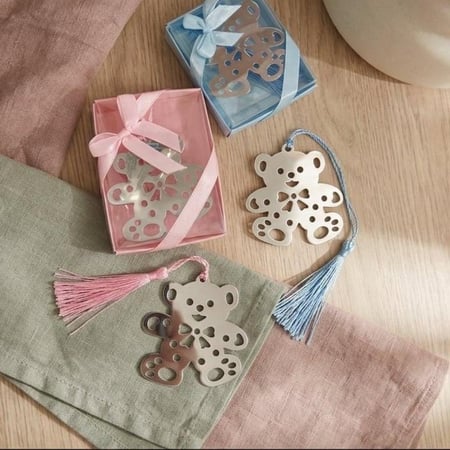 12 توزيعات فاصل القراءه الدبدوب (ستانستيل) في علبه و شريط | ٦ وردي / ٦ ازرق