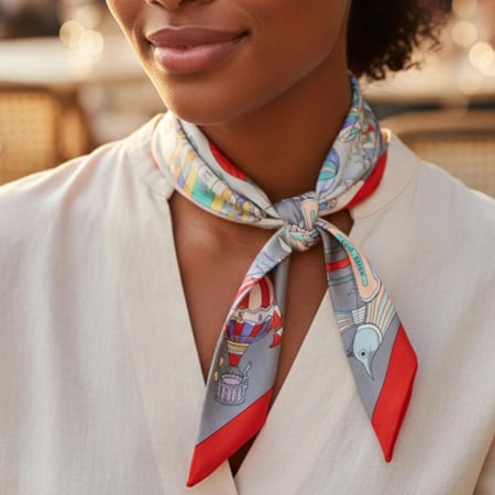 10 سكارف حرير بتصميم ايرمز مع علبه اسطوانية