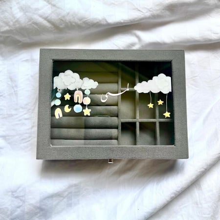 10 علبة مخملية | غطاء زجاجي لحفظ المجوهرات