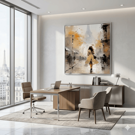 لوحة باريس في المطر