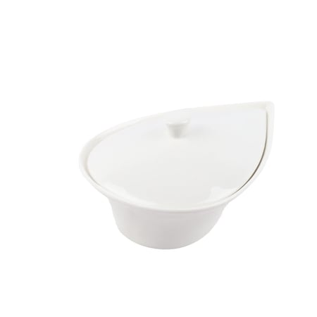 صحن سيراميك بغطاء بتصميم ورقة شجر