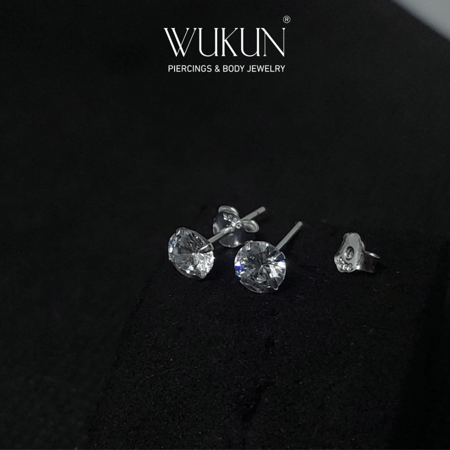 أقراط فضة 925s شكل فص واحد حجم (5) مل