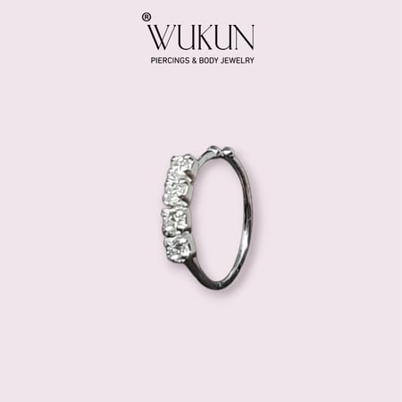 زمام بيرسينج فضة 925S دائري حلقة بأربع فصوص