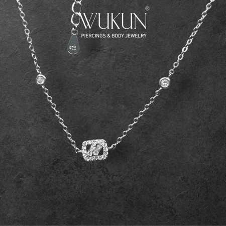 خلخال فضة 925s مستطيل صغير بكرستالتين لامعة