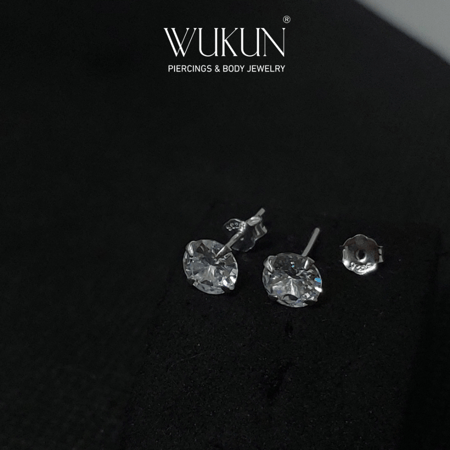 أقراط فضة 925s شكل فص واحد حجم (6) مل