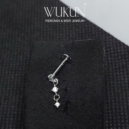 بيرسينج فضة 925s برغي باك فلات شكل فص ثابت وفصين معلقة