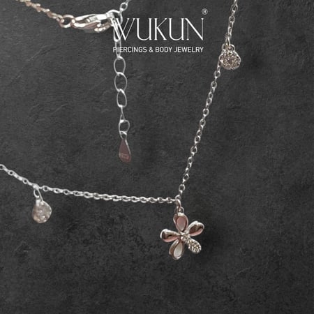 خلخال فضة 925s وردة متلألئة