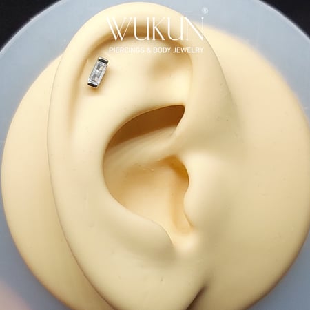 بيرسينج فضة 925s برغي باك فلات فص مستطيل