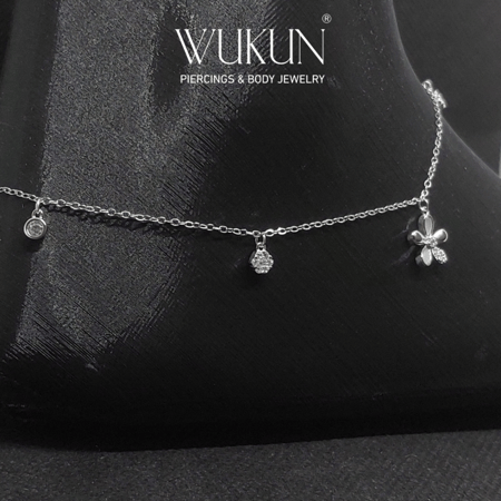 خلخال فضة 925s وردة متلألئة