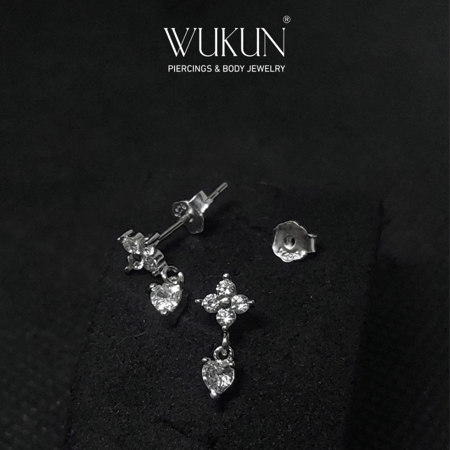 أقراط فضة 925s شكل وردة بفص معلق