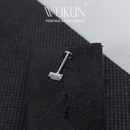 بيرسينج فضة 925s برغي باك فلات فص مستطيل