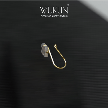 زمام ذهب عيار 18k بدون خرم بشكل وردة بيضاء