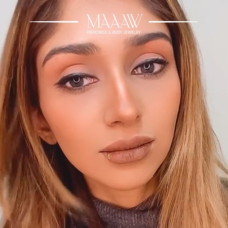 زمام حلقة ذهب عيار 18K بدون خرم للشفايف سادة - دفعة جديدة مُحسنة