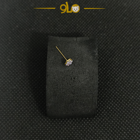 زمام بيرسينج ذهب عيار 18k وردة بسبع فصوص عاكسة ألوان