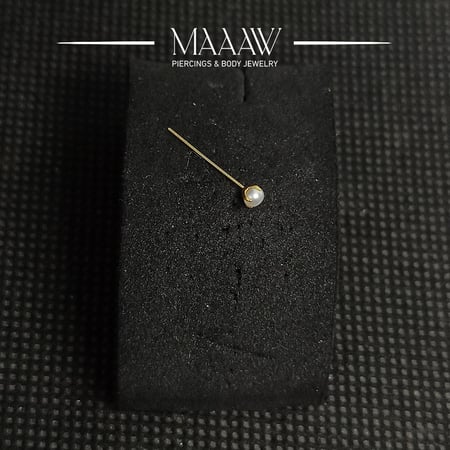 زمام بيرسينج ذهب 18k حبة بشكل لؤلؤ وسط