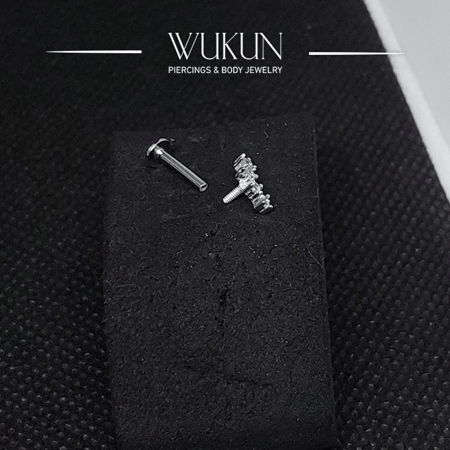 بيرسينج فضة 925S برغي باك فلات بخمسة فصوص بيضاء