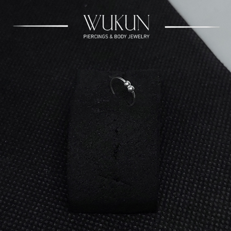 زمام بيرسينج فضة 925S دائري حلقة وكرتين صغيرة