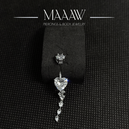 حلق بيرسينج فضة 925s للسرة موديل 9129