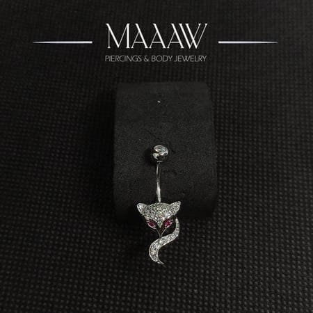 حلق بيرسينج فضة 925s للسرة شكل ثعلب