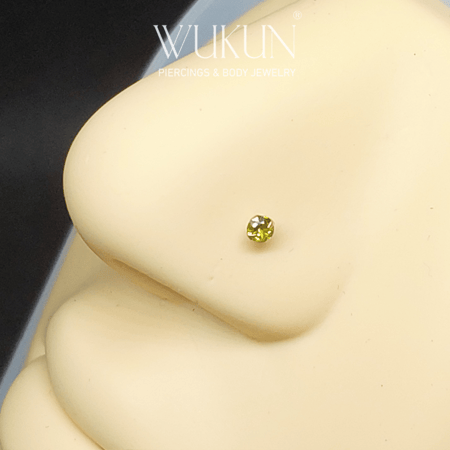 زمام بيرسينج ذهب عيار 18K بفص زيتي وسط