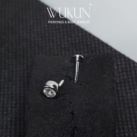 بيرسينج فضة 925s برغي باك فلات فص دائرة