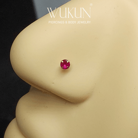 زمام بيرسينج ذهب عيار 18K بفص لون روبي وسط