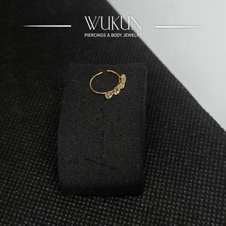 زمام بيرسينج ذهب عيار 18K دائري حلقة بأربع فصوص كبيرة