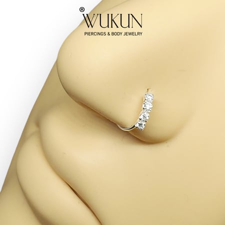 زمام بيرسينج فضة 925S دائري حلقة بأربع فصوص